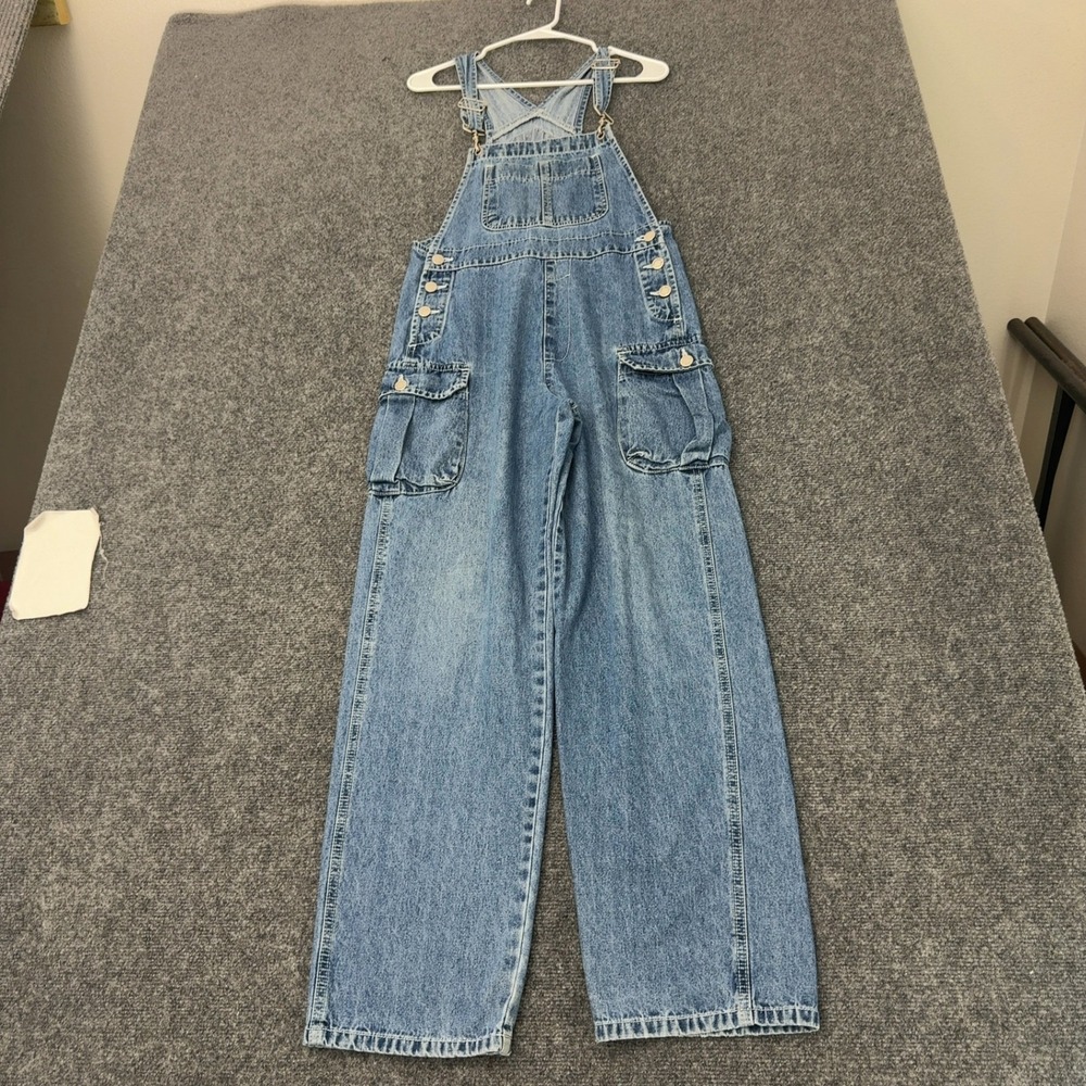 Vintage London London Overalls Womens S Blue Cotton Cargo Wide Leg Utility 90s